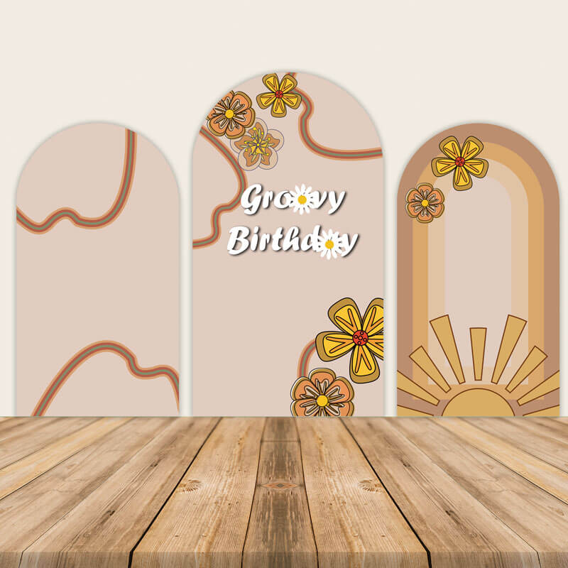 Groovy Birthday Party Arch Wall Backdrop Decorations-ubackdrop