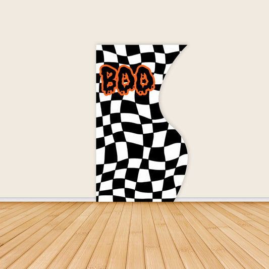 4x7ft Half Vase Backdrop Metal Frame Stand With Boo Print Cover-ubackdrop