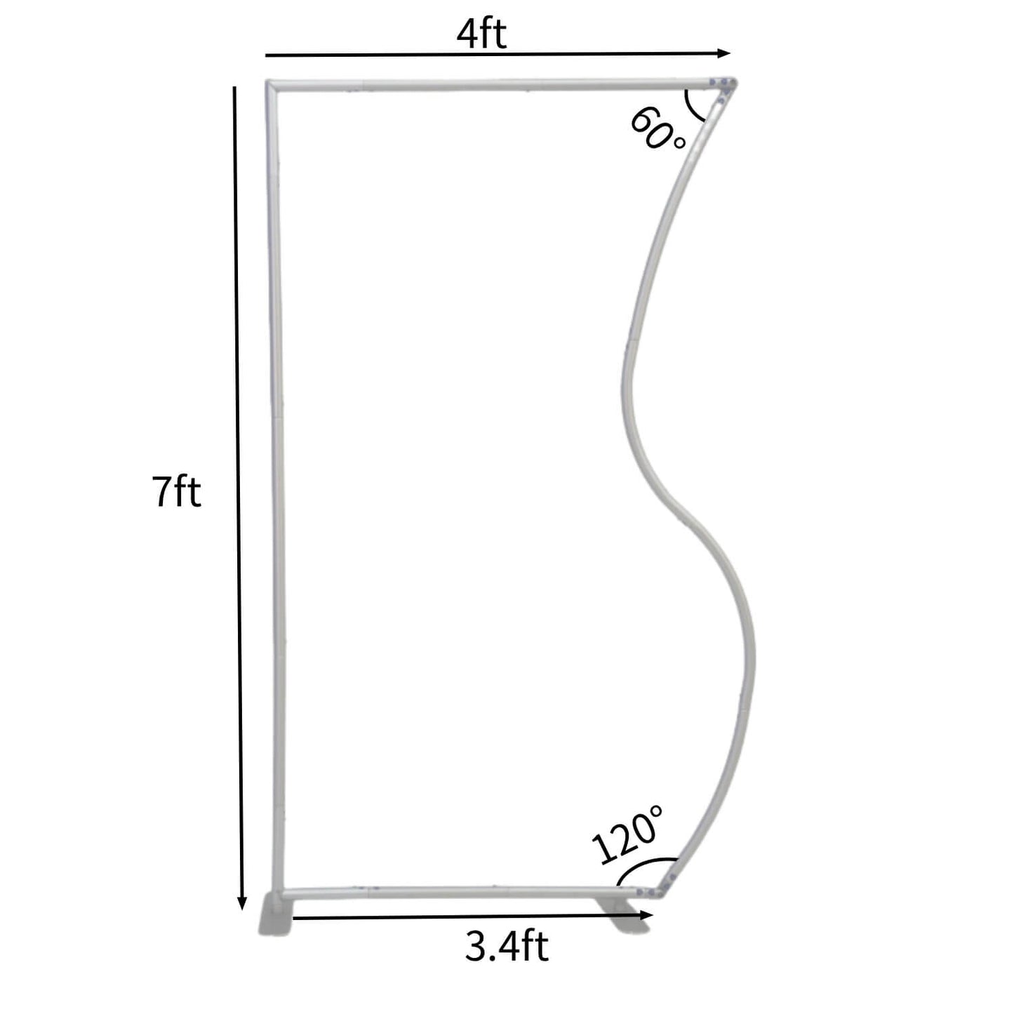 4x7ft Half Vase Backdrop Metal Frame Stand for Birthday Event Decoration