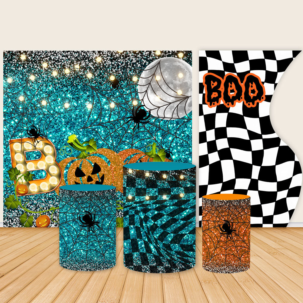 Halloween Pumpkin & Moon Print Tension Fabric Backdrop Frame with Cover-ubackdrop