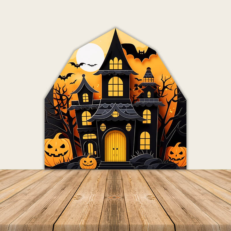 Halloween Castle Theme Barn Door Shape Backdrop Cover-ubackdrop