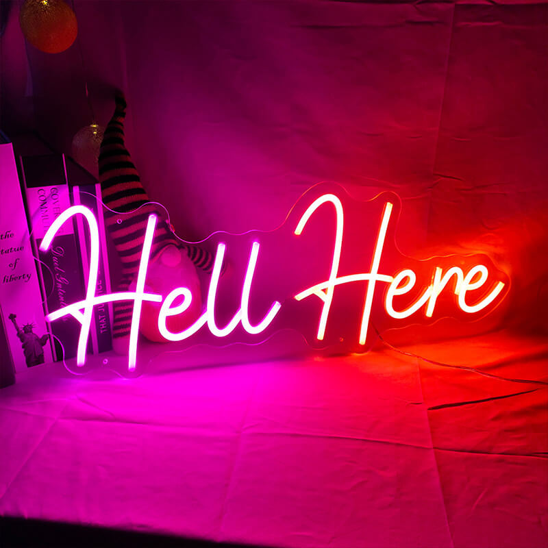 Halloween LED Neon Hell here Hell Entrance Sign Horror Atmosphere Lights-ubackdrop