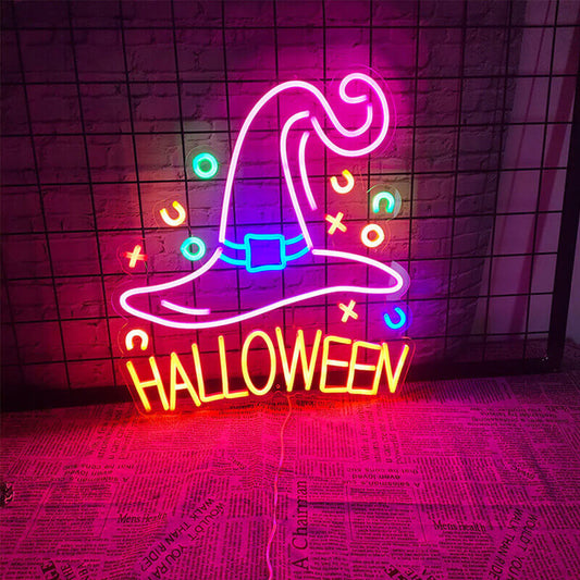 Halloween LED Neon Lights Witch Magic Hat Pumpkin Atmosphere Lights-ubackdrop