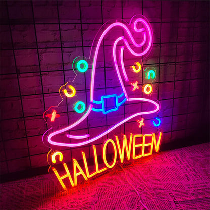 Halloween LED Neon Lights Witch Magic Hat Pumpkin Atmosphere Lights-ubackdrop