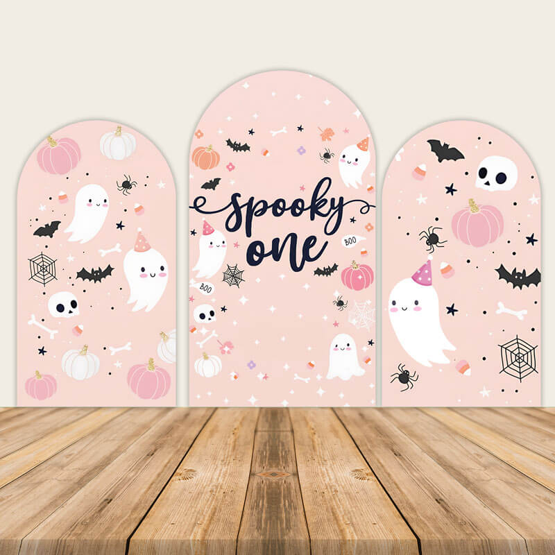 Halloween Pink Theme Cartoon Ghost Party Backdrop Cover-ubackdrop
