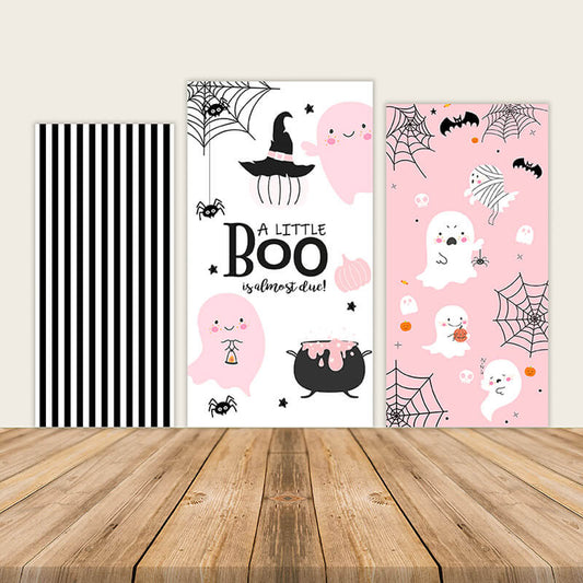 Halloween Pink Theme Cartoon Ghost Party Square Backdrop Cover-ubackdrop
