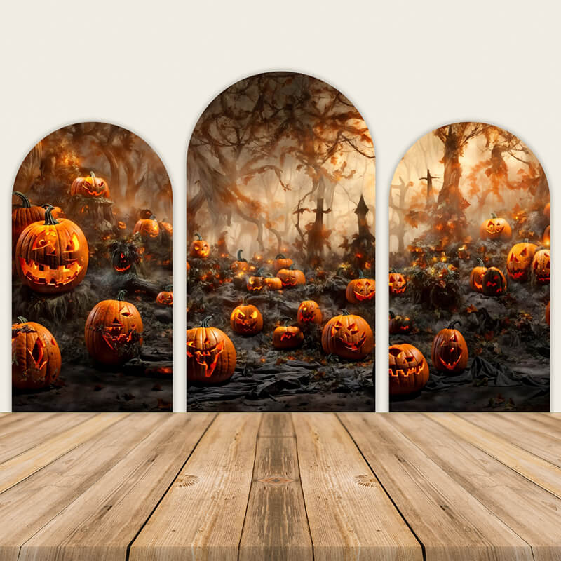 Halloween Pumpkin Lantern Party Decoration Backdrop-ubackdrop