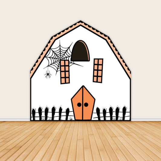Halloween Spider Theme Cartoon Barn Door Shape Backdrop Cover-ubackdrop