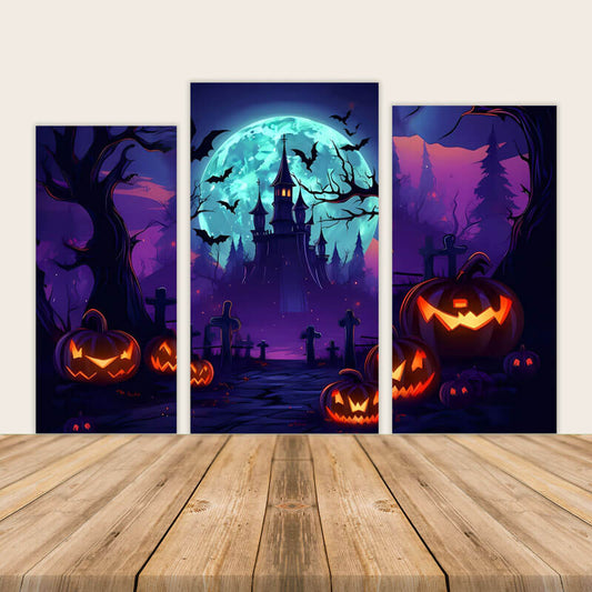 Halloween Theme Pumpkin Lantern Party Backdrop Cover-ubackdrop