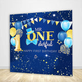 Happy 1st Birthday Backdrop Blue First Birthday Backdrop
