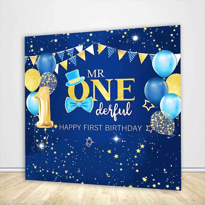 Happy 1st Birthday Backdrop Blue First Birthday Backdrop – ubackdrop