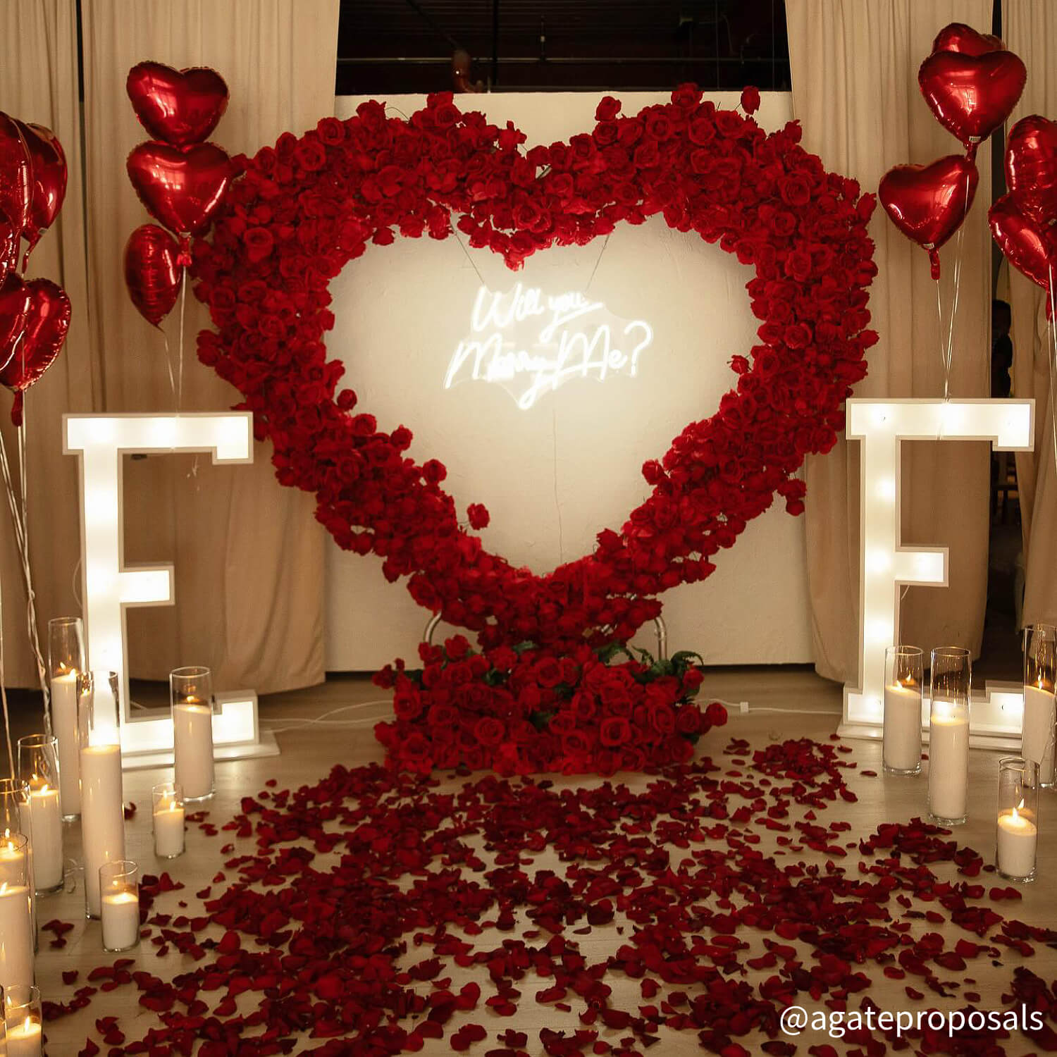 8ft Romantic Atmosphere Heart Shaped Red Rose Flower Wall Wedding Decoration Indoor-ubackdrop