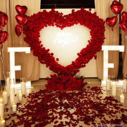 8ft Romantic Atmosphere Heart Shaped Red Rose Flower Wall Wedding Decoration Indoor-ubackdrop