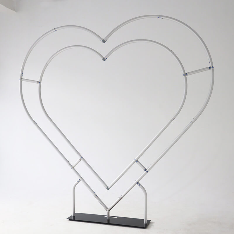 8ft Party & Hoop Balloon Double Layer Heart Shape Loop Flower Arch Photo Booth Backdrop Stand Heart Backdrop-ubackdrop