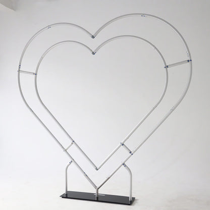 8ft Party & Hoop Balloon Double Layer Heart Shape Loop Flower Arch Photo Booth Backdrop Stand Heart Backdrop-ubackdrop