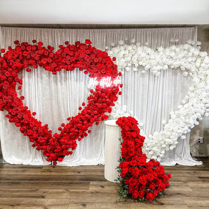 8ft Romantic Atmosphere Heart Shaped Red Rose Flower Wall Wedding Decoration Indoor-ubackdrop