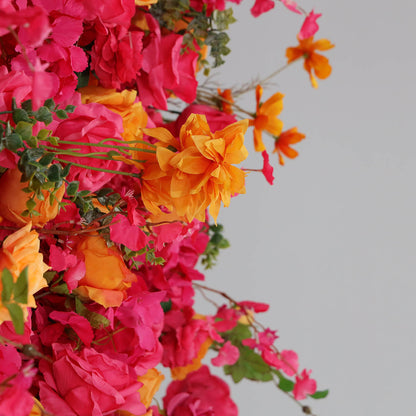 Vibrant Hot Pink and Orange Rose Flower Wall Backdrop for Weddings & Events-ubackdrop