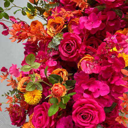 Hot Pink Heart Shaped Flower Wall Wedding Decoration-ubackdrop