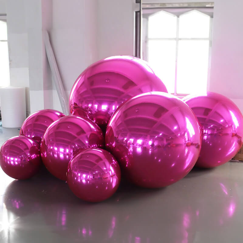 Hot Pink Inflatable Mirror Ball Reusable Big Bubble Balloon-ubackdrop