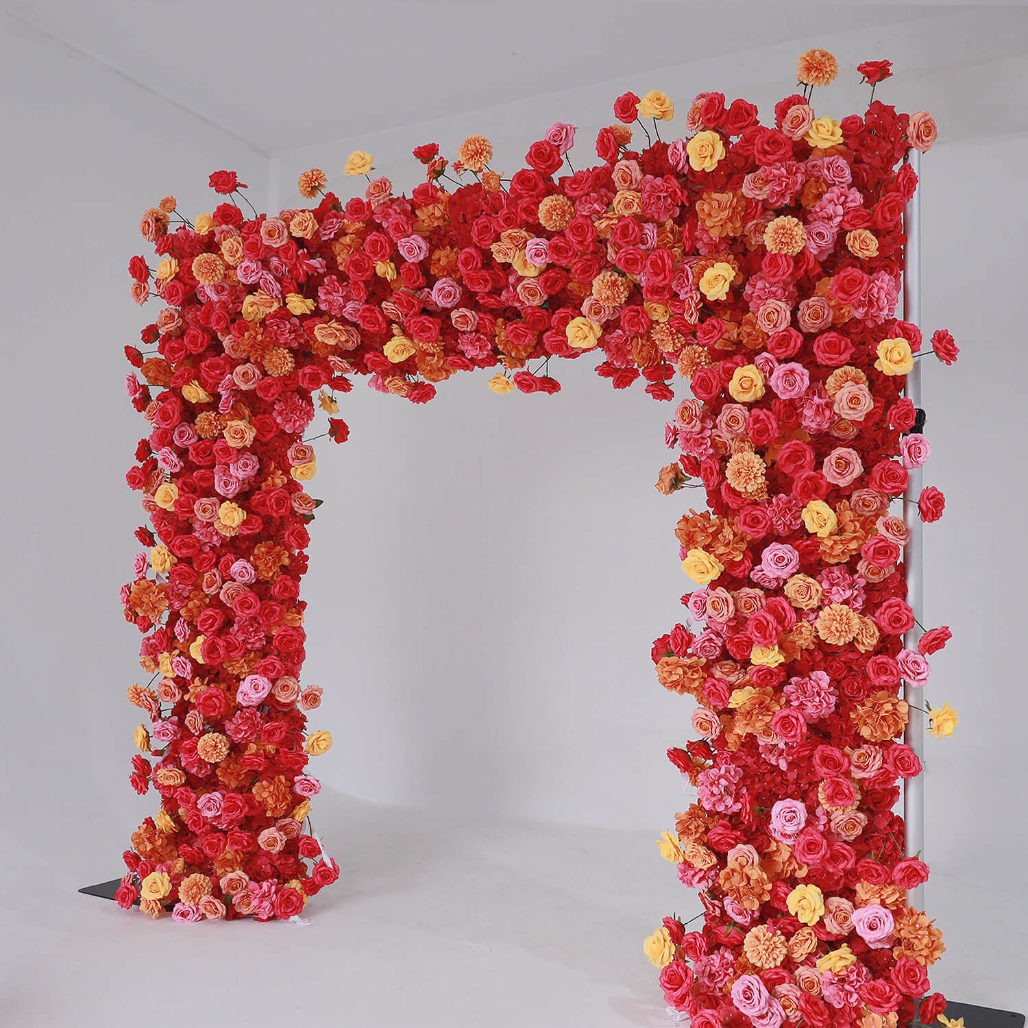 Hot Pink Orange Roses Fabric Artificial Arch Flower Wall-ubackdrop