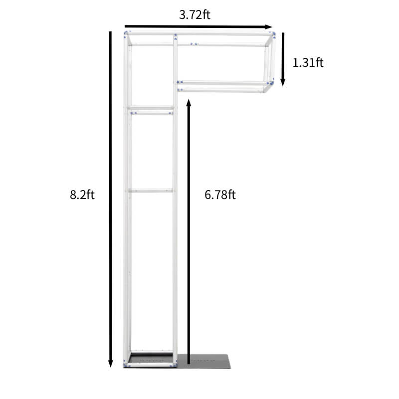 3.7x8.2ft Inverted L-Shaped Stand with Heavy-Duty Base Plate for Event Decorations