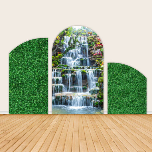 Jungle Waterfall Theme Birthday Party Arch Wall Backdrop-ubackdrop