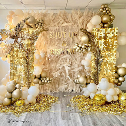 Light Gold Shimmer Wall Panels – Easy Setup Wedding/Event/Theme Party Decorations