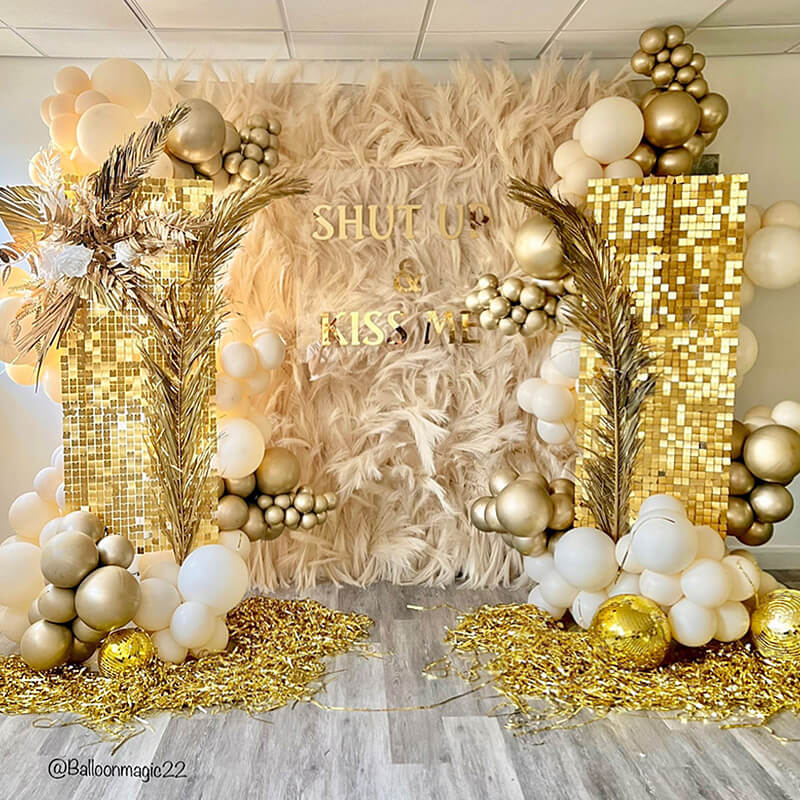 Light Gold Shimmer Wall Panels – Easy Setup Wedding/Event/Theme Party Decorations-ubackdrop