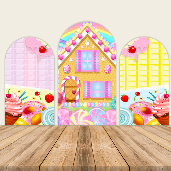 Candy Backdrop Design Lollipop Candyland Backdrop Candy Cookies Birthday Party Backdrop ...