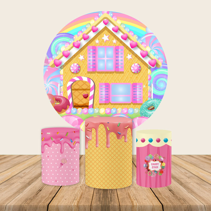 Lollipop Candyland Sweet Cookies Birthday Party Decoration Backdrop-ubackdrop