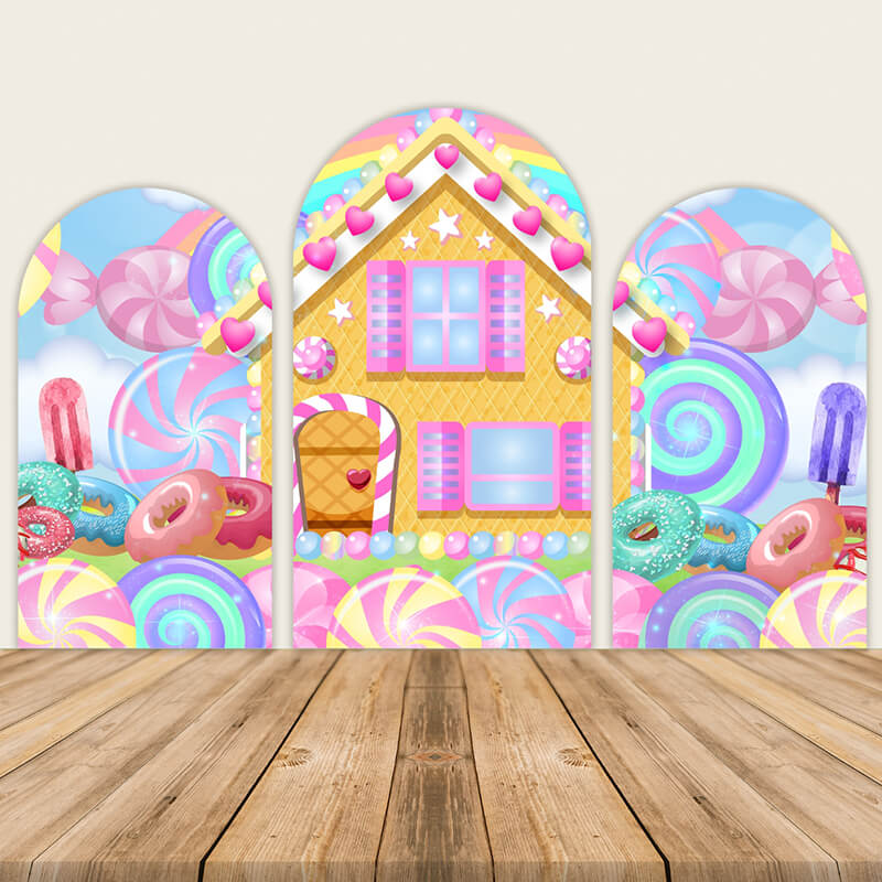 Lollipop Sweet Candy Icecream Rainbow Birthday Party Decoration Background-ubackdrop