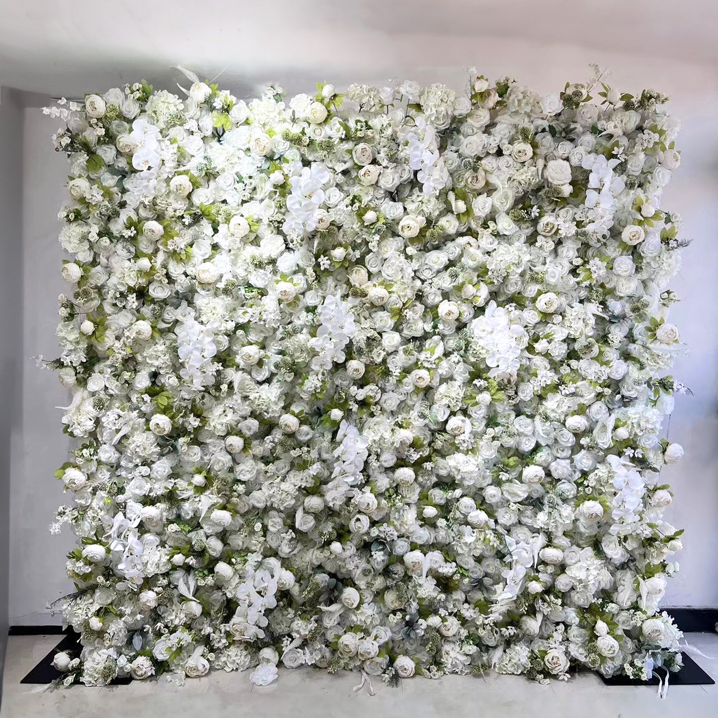 Luxury Wedding Champagne Rose Fabric Flower Wall Backdrop-ubackdrop