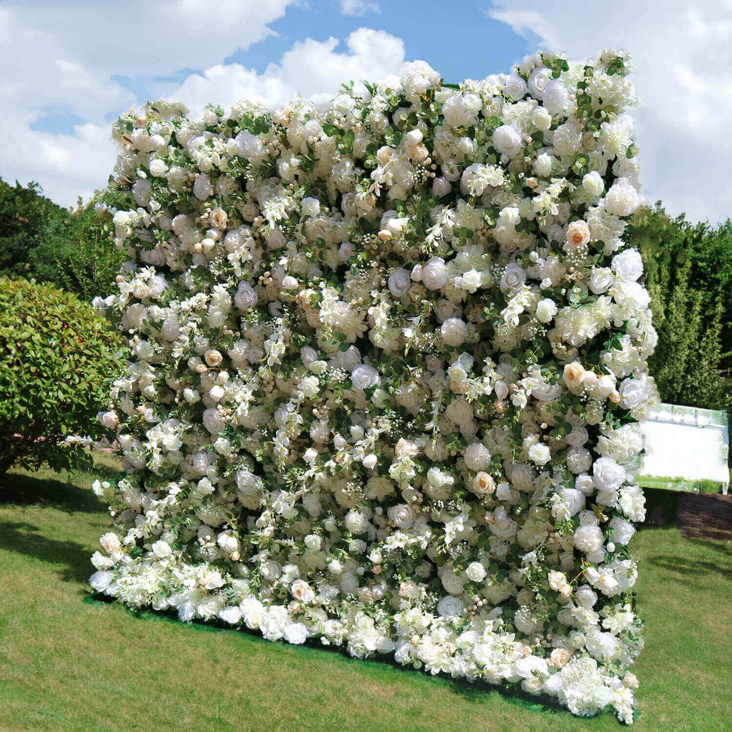 Luxury Wedding Champagne & White Rose Fabric Flower Wall Party Decor-ubackdrop