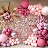 Matte Pink Shimmer Wall Panels, Easy Setup Party Decorations