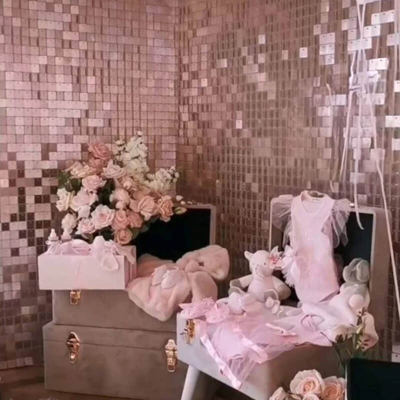 Matte Pink Shimmer Wall Panels, Easy Setup Party Decorations-ubackdrop