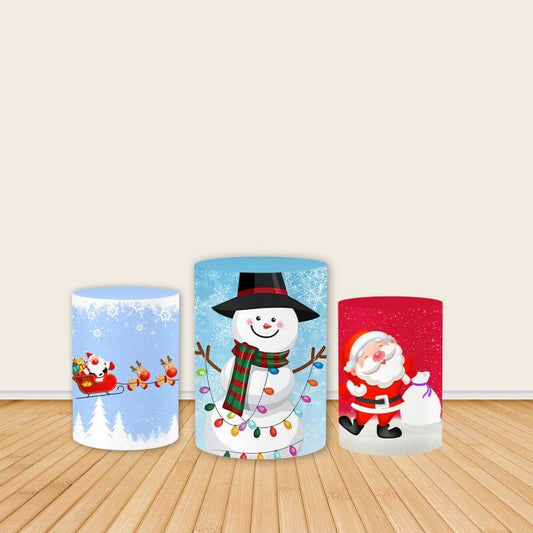 Merry Christmas Party Fabric Pedestal Covers-ubackdrop