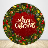 Merry Christmas Red Round Backdrop Family Holiday Party Decoration