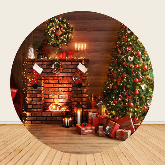 Merry Christmas Round Backdrop Cover-ubackdrop