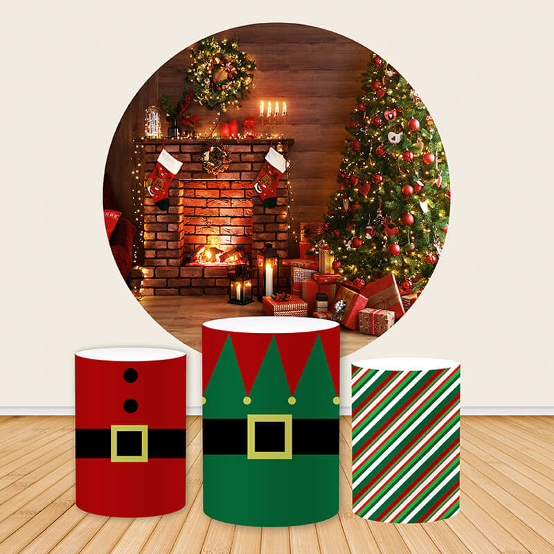 Merry Christmas Round Backdrop Cover-ubackdrop
