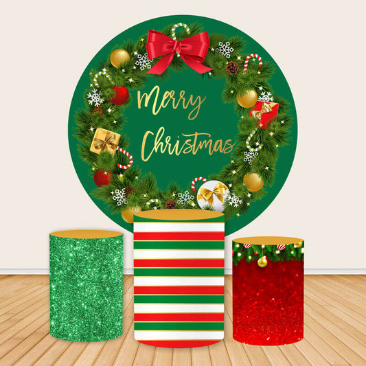 Merry Christmas Round Backdrop Party Decoration-ubackdrop