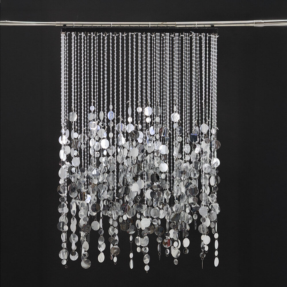 2.6x1ft Metal Stand With Silver Sequin Curtain Backdrop Shimmer Wall Decoration