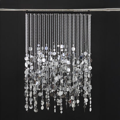 2.6x1ft Metal Stand With Silver Sequin Curtain Backdrop Shimmer Wall Decoration