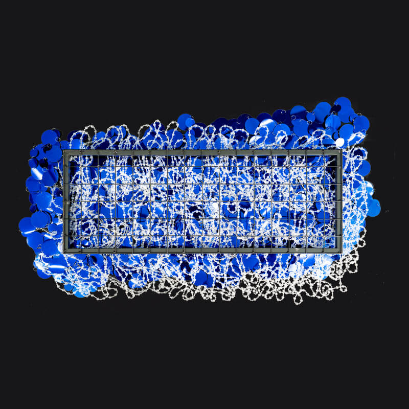 2.6x1ft Metal Stand With Blue Sequin Curtain Backdrop Shimmer Wall Decoration