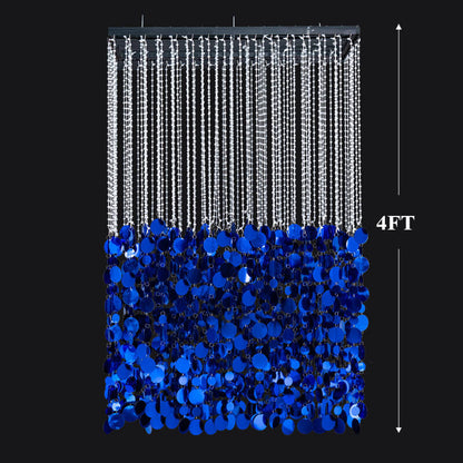 2.6x1ft Metal Stand With Blue Sequin Curtain Backdrop Shimmer Wall Decoration