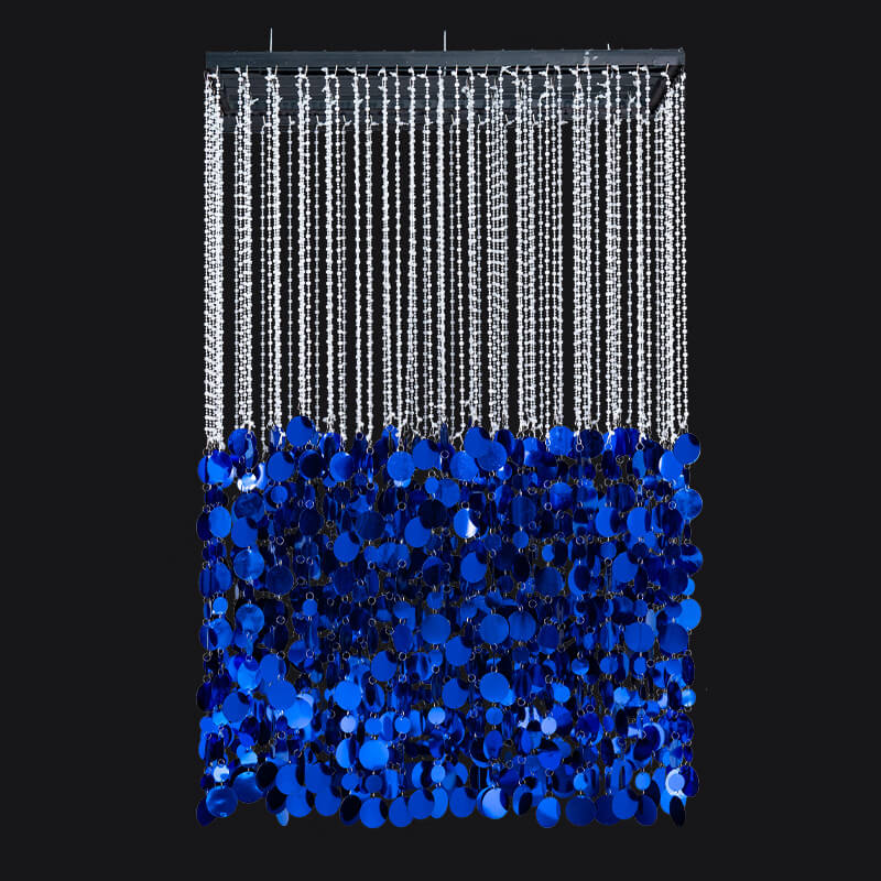 2.6x1ft Metal Stand With Blue Sequin Curtain Backdrop Shimmer Wall Decoration