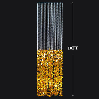 2.6x1ft Metal Stand With Golden Sequin Curtain Backdrop Shimmer Wall Decoration