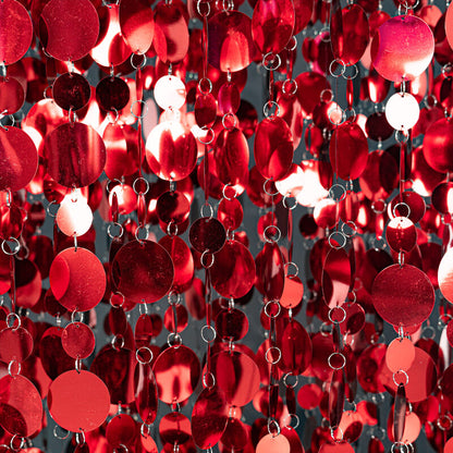 2.6x1ft Metal Stand With Red Sequin Curtain Backdrop Shimmer Wall Decoration