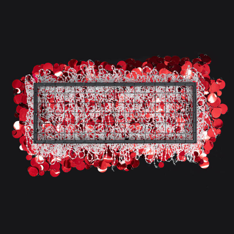 2.6x1ft Metal Stand With Red Sequin Curtain Backdrop Shimmer Wall Decoration