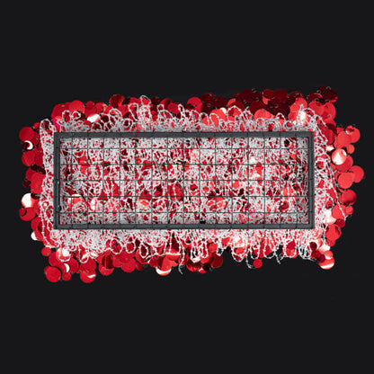 2.6x1ft Metal Stand With Red Sequin Curtain Backdrop Shimmer Wall Decoration