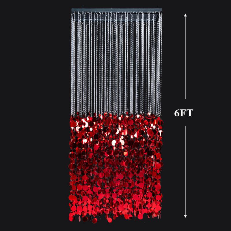 2.6x1ft Metal Stand With Red Sequin Curtain Backdrop Shimmer Wall Decoration